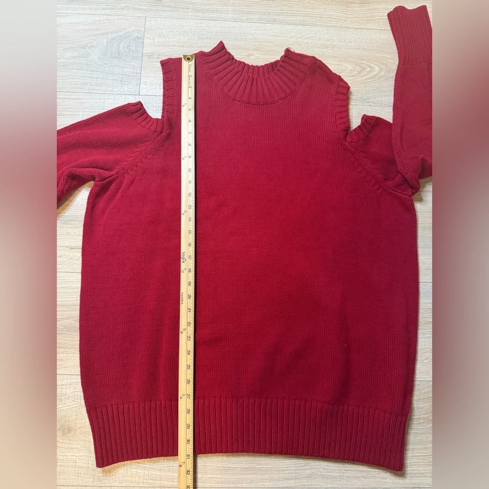 Susan Graver Red Cold Shoulder Knit Sweater Women’s 3X Cotton Blend Pullover - Picture 12 of 12